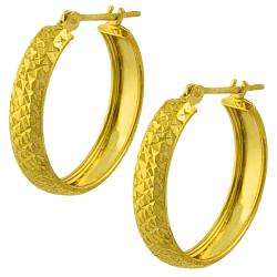 10k Yellow Gold 19 mm Diamond cut Hoop Earrings  Overstock