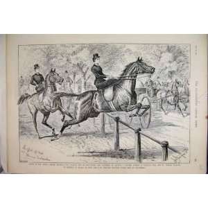   1889 Ellimans Lubrication Horses Jumping Women Print