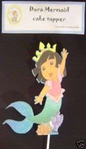 Dora Mermaid Birthday Party Cake topper  