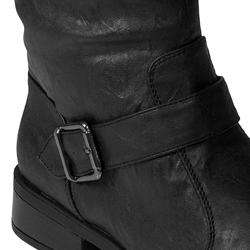 Journee Womens Mid calf Buckle Faux Leather Boots  Overstock