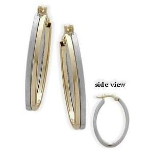  10 Karat Two Tone Gold Hoop Earrings Jewelry