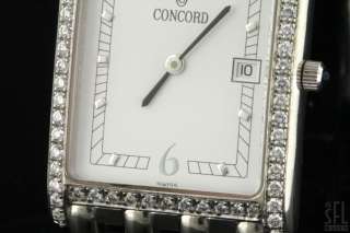 CONCORD VENETO HEAVY 18K WHITE GOLD 1.0CT VS1/F DIAMOND MENS WATCH ALL 