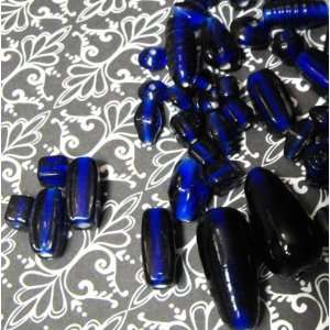  50 Pack Transluscent Cobalt Blue Assorted Pressed Czech 