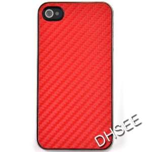  Red Carbon Fiber Hard Back Cover skin Case for iPhone 4 