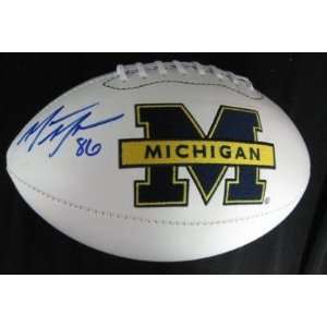 Autographed Mario Manningham Ball   Michigan Logo JSA   Autographed 