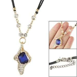   Ladies Navy Blue Crystal Accent Whelk Pendant Cord Necklace Jewelry