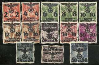 POLAND G. Gov.1940, German Occup. World War II 13 stamps  