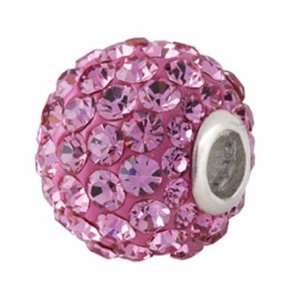   Silver CZ Razzle Dazzle Pink Bead Charm BM001 2 Silverado Jewelry
