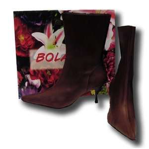  Bolaro Boots Low Calf Point Toe Brown Heel Size 8.5 