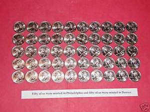   set D & P Uncirculated State Quarters 1999 2008 100 coins  