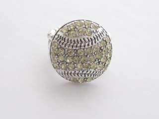 Softball Crystal Fashion Stretch Ring Jewelry  