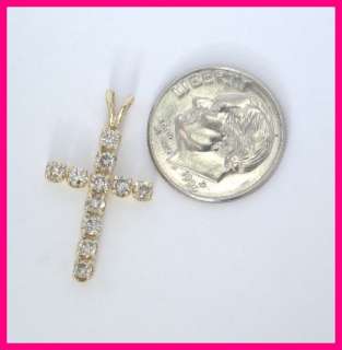 14kyg Round Diamond Religious Cross Charm Pendant .66ct  