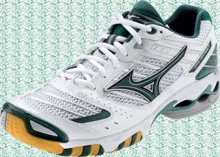 Mizuno Wave Lightning 7 Womans Volleyball Shoes, White/Forest Green 