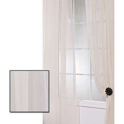 Linen Open Weave Cream 96 inch Sheer Curtain Panel  Overstock