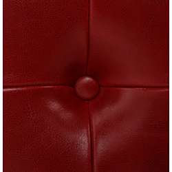Button tufted Burnt Red Leather Ottoman  