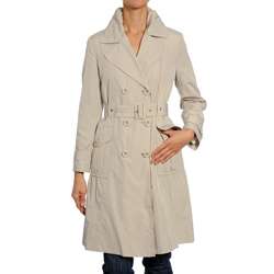 Nuage Womens Petite Belted Trench Coat  