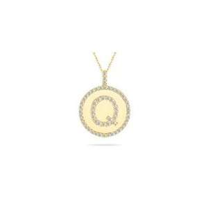  0.59 Cts Diamond Initial Q Pendant in 14K Yellow Gold 