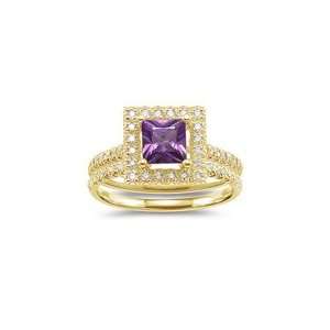  0.33 Cts Diamond & 0.75 Cts Purple Sapphire Ring Set in 