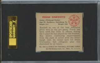You are buying a 1950 Bowman card #126 of Frank Sinkovitz. This card 