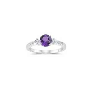 20 Cts Diamond & 0.85 Cts Amethyst Engagement Ring in 14K White Gold 