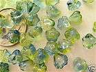 50 Blue   Yellow Bell Flower Czech Glass Beads 6mm