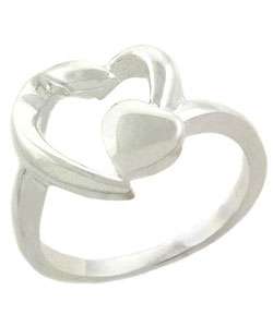 Sterling Silver Double Heart Ring  Overstock