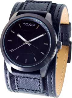 Mens Black Wide Leather Cuff Watch Toxic TXL 30040 J EL  