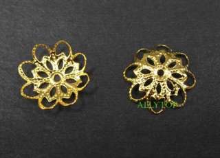 Finding Bead Caps Crafted Flower Gold Plated 100pcs  