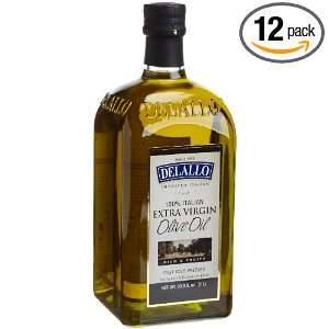 DeLallo Extra Virgin Olive Oil, 33.8 Ounce Bottles (Pack of 12 