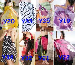 Sexy Cute Multi Color Swimsuit Beach Cover Up Scarf Wrap Sheer Sarong 