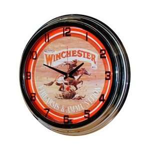  Neon 17 Tin Wall Clock Winchester Red