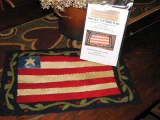 PRIMITIVE WOOL PENNY RUG PATTERN ~ OLD GLORY  
