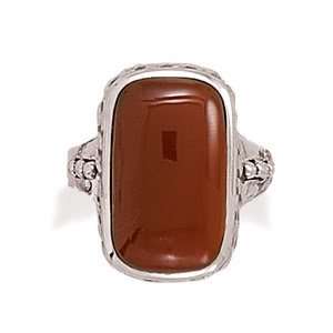  Sterling Silver Oxidized Carnelian Ring / Size 7 Jewelry