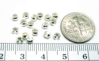   Sterling Silver CRIMP BEAD COVER Findings 3mm for 2mm crimp bead F36