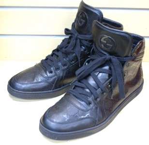 GUCCI GG IMPRIMEE BLACK HIGH TOP SNEAKERS SIZE 9G  