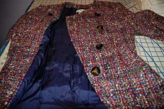 Guy Laroche Vintage Tweed Jacket Size 4   Purples, Reds, Blues   Made 