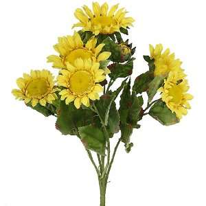   21 Sunflower Silk Wedding Bouquet Bush   Yellow 052