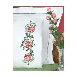   Pillowcases With White Lace Edge 2/Pkg Roses; 2 Items/Order Arts