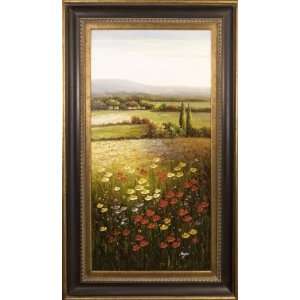    670845 Floral Hillside Panel I Framed Oil Painting: Home & Kitchen