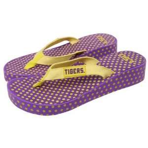  LSU Tigers Purple and Gold Ladies Polka Dot Flip Flops 