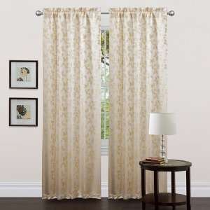   Lush Decor 84 Inch Golden Leaf Curtain, Beige, Panels
