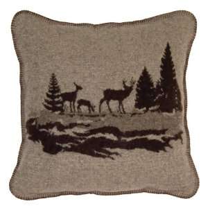  Wooded River Whitetail Woodland Large Square Pillow (20x20 
