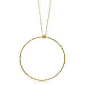   First Light Large Hammered Circle Necklace with 24 Karat Gold Jewelry