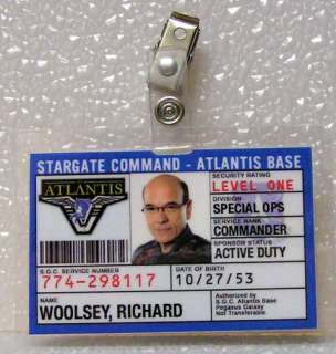 Stargate Command Atlantis ID Badge Richard Woolsey  
