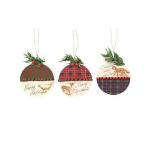   Lodge Plaid Round Country Christmas Ornaments 4.5 Everything Else