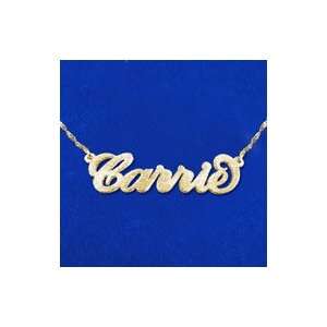   Carrie Style Personalized 14k Solid Gold Name Necklace: Jewelry