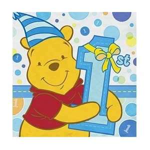 Poohs 1st Birthday Boy Lunch Napkins 16ct  Toys & Games  