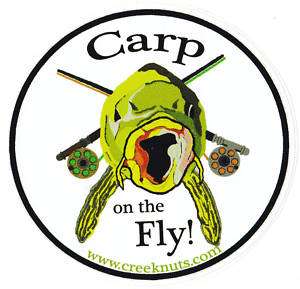 Fly Fishing Bumper Stickers CARP ON THE FLY! flies rods  