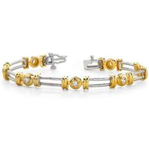  14k Yellow Gold, Parallel Twisted Rope Diamond Bracelet, 0 