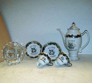 Norcrest 25th Silver ANNIVERSARY China Coffee Set C 248  